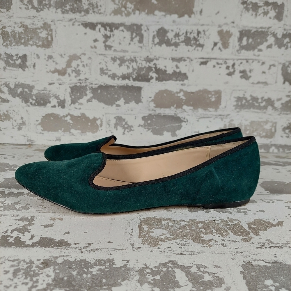 Women's Green Suede Slip-On Flat Loafers V297